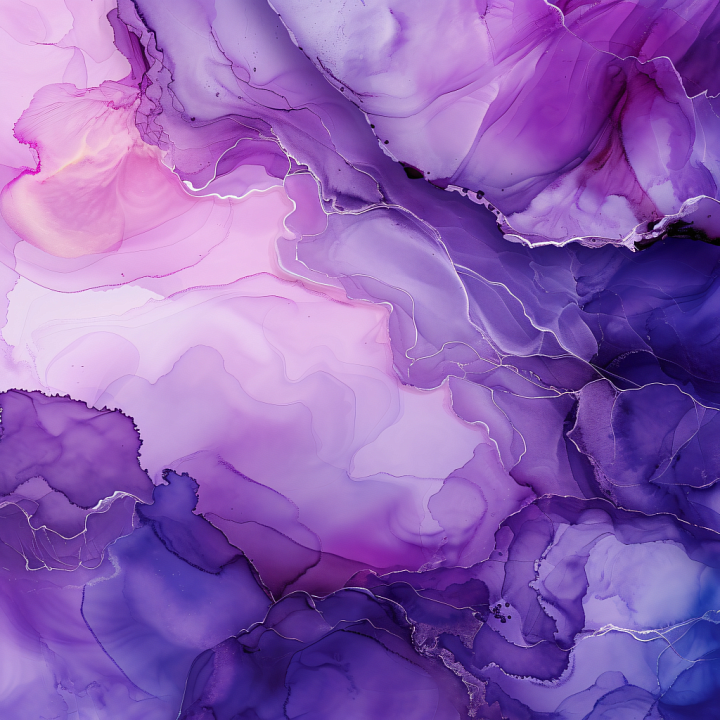 Alcohol Ink Featuring Elegant Purple and Violet Fluid Marbling with Gol… seamless PBR texture preview