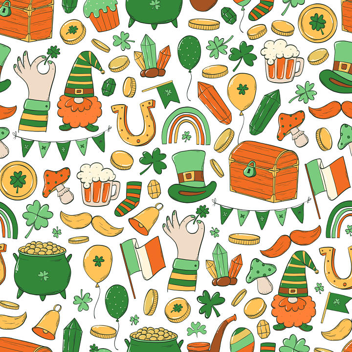 with St Patrick Digital Paper Bundle Icons & Colors seamless PBR texture preview