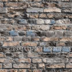 seamless Seamless 3D Cracked Brick Wall PBR Texture with Weathered Holes and Blue Paint Marks texture 8k free download PBR
