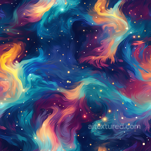 Space PBR Texture Featuring Vibrant Swirling Nebula Clouds and Starfield seamless Star, space, planets PBR texture