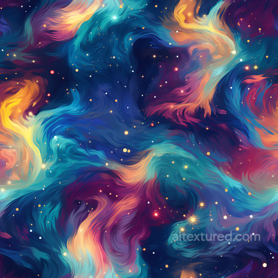 Space PBR Texture Featuring Vibrant Swirling Nebula Clouds and Starfield Star, space, planets texture preview