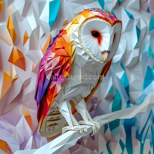 Seamless 3D PBR Texture Featuring Low-Poly Multicolor Barn Owl Feather Pattern