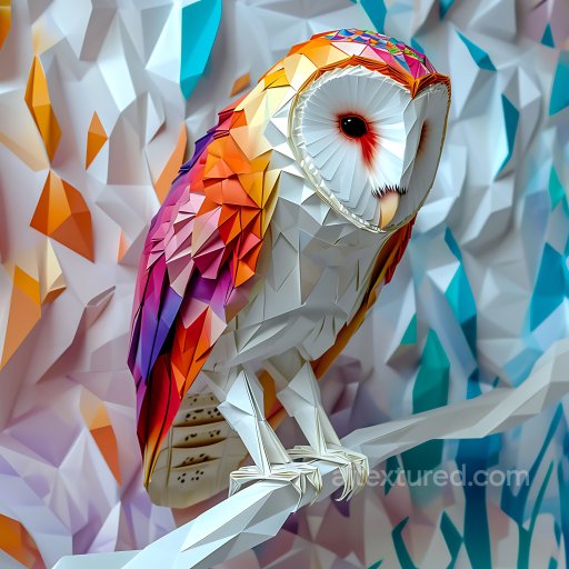 Animal - Seamless 3D PBR Texture Featuring Low-Poly Multicolor Barn Owl Feather Pattern texture preview