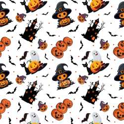 Pattern Bundle - Seamless 3D Halloween Pattern PBR Texture Featuring Pumpkins, Ghosts & Haunted Houses texture preview