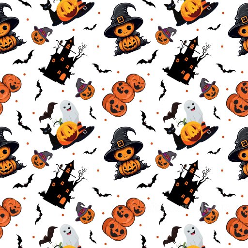 Halloween Pattern PBR Texture Featuring Pumpkins, Ghosts & Haunted Houses seamless Pattern Bundle PBR texture