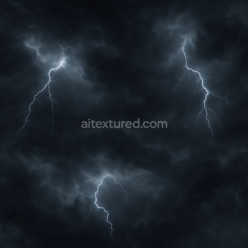 Seamless 8k PBR 3d texture of stormy sky with thunderstorm clouds and lightning effects