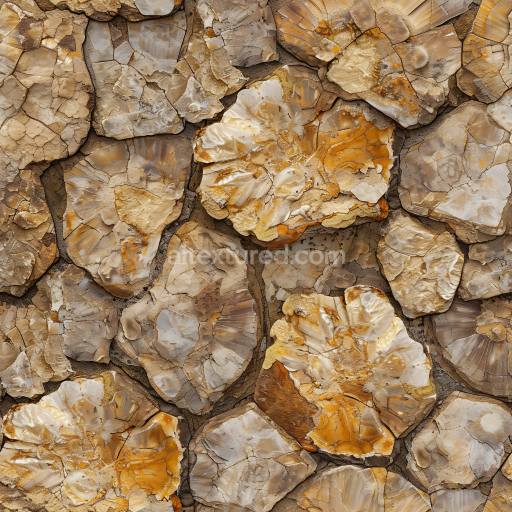 Seamless 3D Fossil Stone Slab PBR Texture with Detailed Organic Patterns