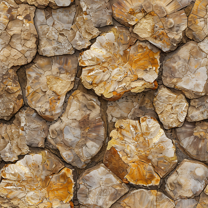 Fossil Stone Slab with Detailed Organic Patterns seamless PBR texture preview