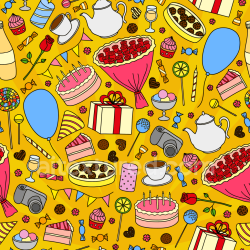 seamless Seamless 3D PBR Birthday Party Illustrated Pattern Texture in Bright Colors texture 8k free download PBR