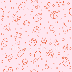 seamless Seamless 3D PBR Texture Featuring Baby Girl Themed Line Art Icons on Soft Pink texture 8k free download PBR
