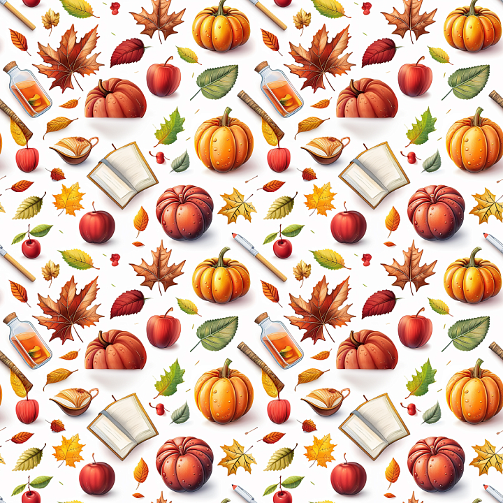 Featuring Realistic Thanksgiving Pumpkins, Leaves & Seasonal Items seamless PBR texture preview