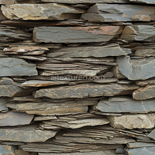 Seamless 3D Layered Slate Stone Wall PBR Texture with Natural Stratification