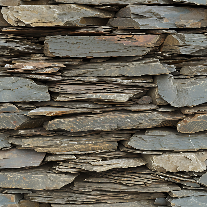 Layered Slate Stone Wall with Natural Stratification seamless PBR texture preview