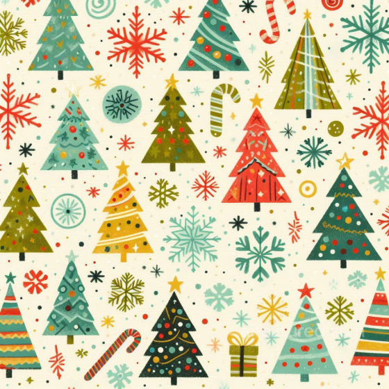 All Christmas Digital paper Texture of Colorful Christmas Trees and Snowflakes All Christmas Digital paper texture preview