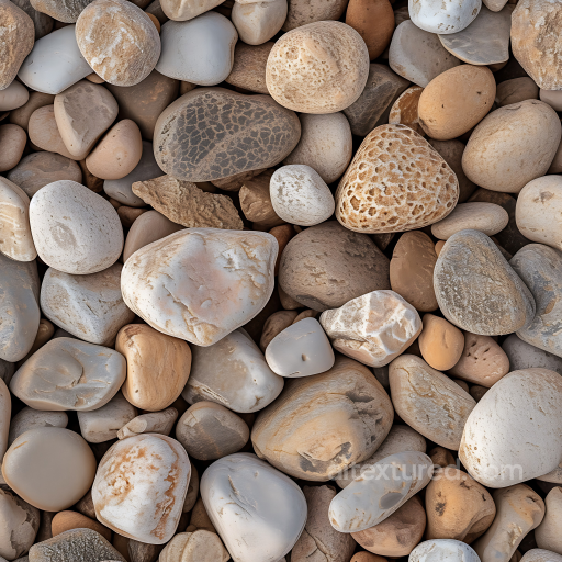 Stone Pebbles PBR Texture with Smooth Rounded River Rocks in Natural Earth Tones seamless Stone PBR texture