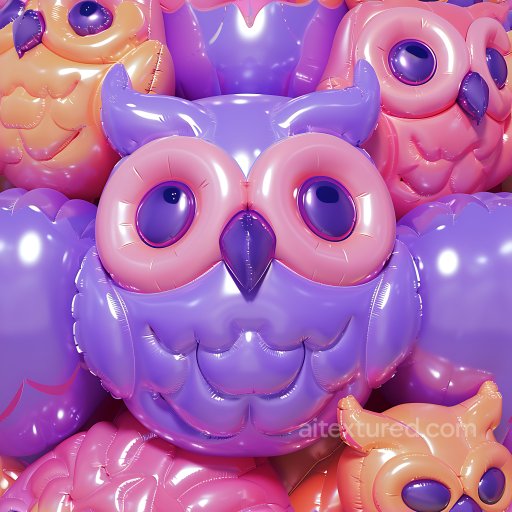 Inflated Vinyl Owl Balloon PBR Texture with Purple and Peach Colors seamless Inflated PBR texture