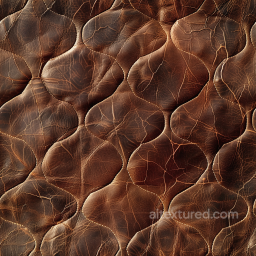 Cracked Vintage Brown Leather Texture With Stitched Quilted Panels seamless Leather PBR texture