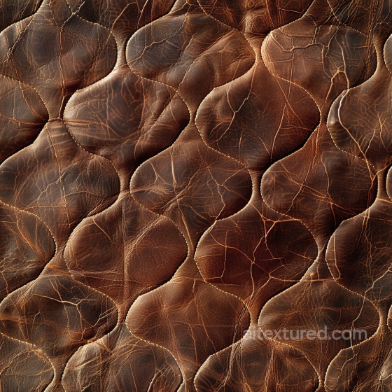 Cracked Vintage Brown Leather Texture With Stitched Quilted Panels Leather texture preview