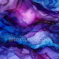 seamless Seamless 3D Alcohol Ink PBR Texture Featuring Violet and Blue Fluid Waves with Translucent Layers texture 8k free download PBR