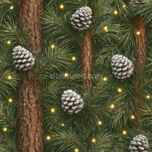 Seamless 8k PBR 3d Texture of Green Pine Needle Surface for Christmas