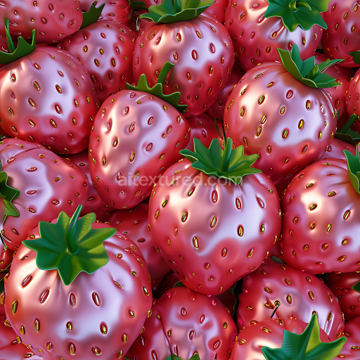 Seamless 3D Inflated PBR Texture Featuring Glossy Inflated Strawberry Vinyl Panels