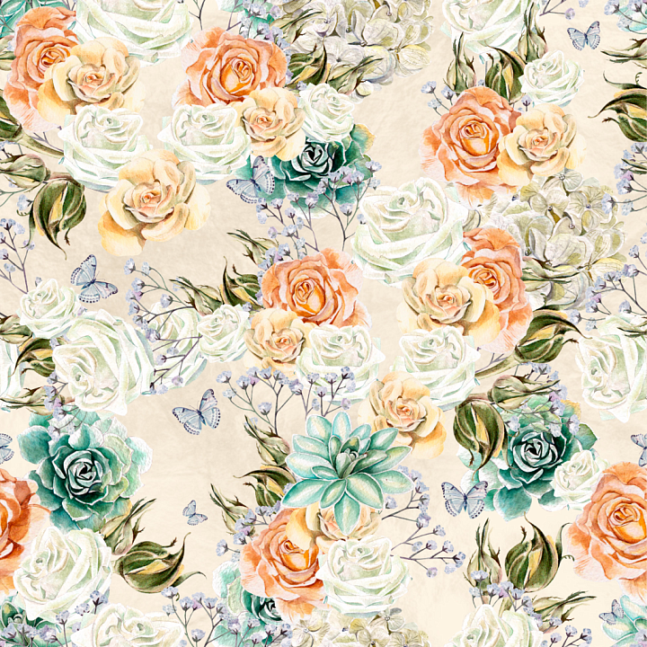 with Watercolor Floral Pattern in Soft Pastels seamless PBR texture preview