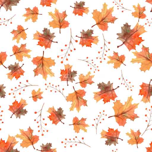 Seamless 3D PBR Texture Featuring Autumn Leaves and Berry Branches Pattern