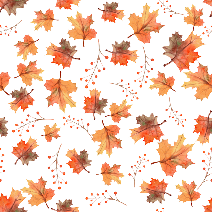 Featuring Autumn Leaves and Berry Branches Pattern seamless PBR texture preview