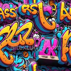 seamless Seamless 3D PBR Graffiti Texture Featuring Bright, 3D-Style Street Art Letters texture 8k free download PBR