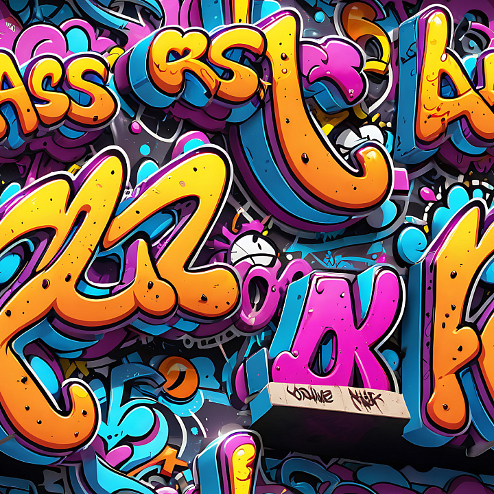 Graffiti Featuring Bright, -Style Street Art Letters seamless PBR texture preview