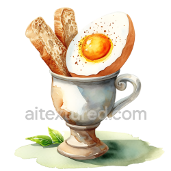 seamless Elegant Boiled Egg in Egg Cup with Toast Soldiers Breakfast Illustration texture 8k free download PBR