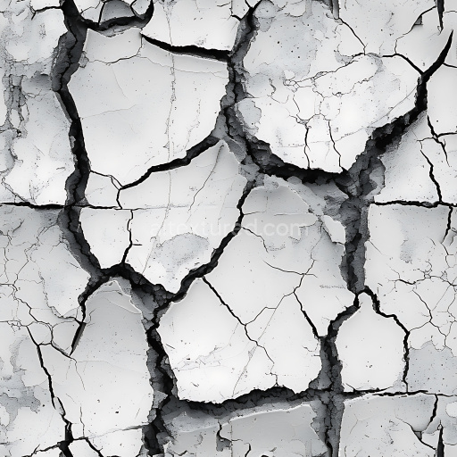 Seamless 3D cracked plaster PBR texture with deep jagged fractures