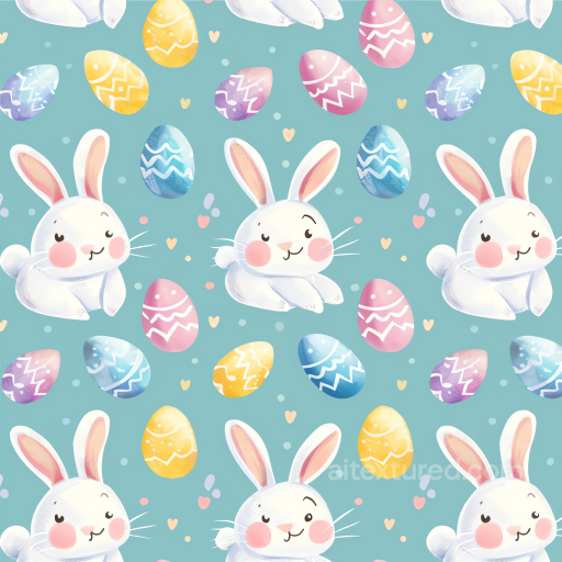 Featuring Playful Easter Bunnies and Colorful Eggs seamless All Easter Digital paper PBR texture