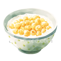 seamless Watercolor Style Millet Cereal Breakfast Bowl Illustration texture 8k free download PBR
