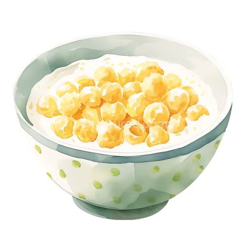 Watercolor Style Millet Cereal Breakfast Bowl Illustration