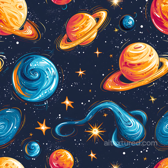 Featuring Stylized Cartoon Planets & Starry Space Star, space, planets texture preview