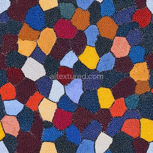 Seamless 3D Mosaic PBR Texture Featuring Vibrant Irregular Stone Chips texture preview