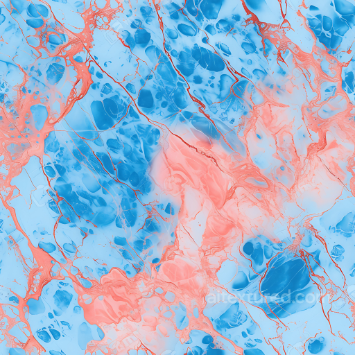 Baby Blue and Coral Marble PBR Texture with Vivid Veins seamless Marble PBR texture