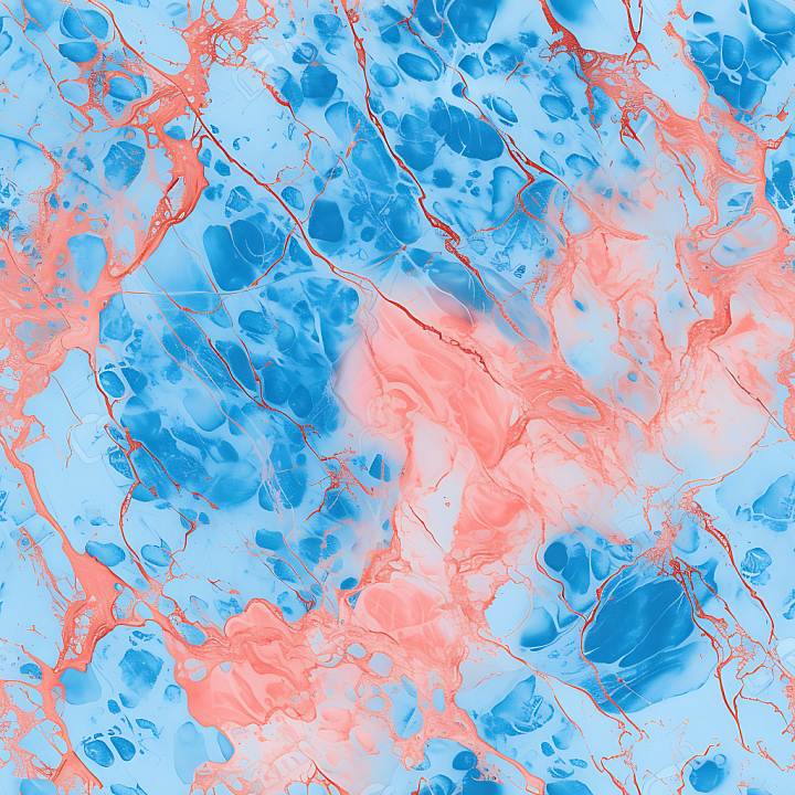 Baby Blue and Coral Marble with Vivid Veins seamless PBR texture preview