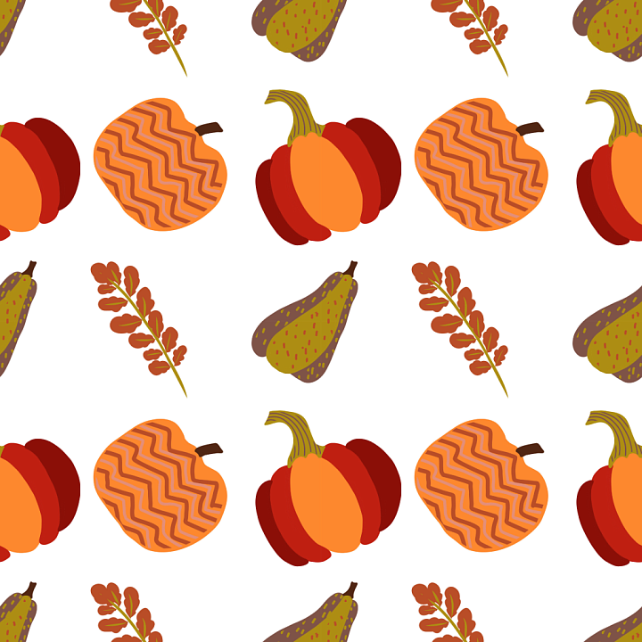 Featuring Thanksgiving Pumpkins and Gourds Pattern seamless PBR texture preview