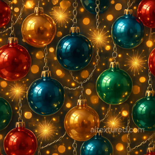 Glossy Enamel Festive Baubles Shining Beads seamless New Year PBR texture
