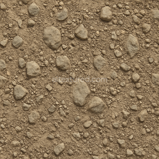 Seamless 3d texture pbr 8k rocky ground surface displaying compacted earth and stone fragments