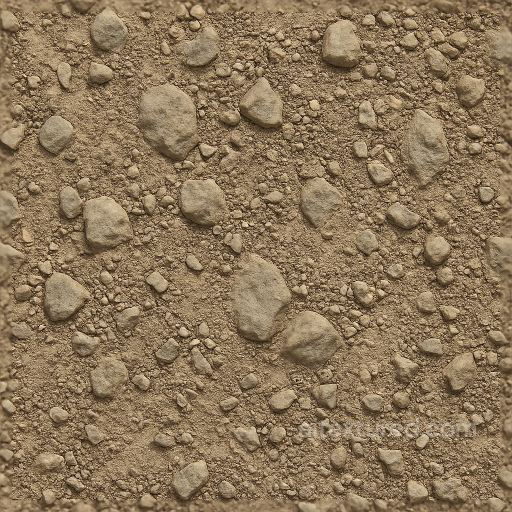 Rocky Ground Surface Displaying Compacted Earth And Stone Fragments seamless Ground surface PBR texture