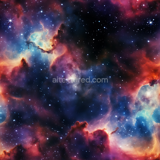 Seamless 3D Space PBR Texture Featuring Rich Nebula Clouds and Starfield