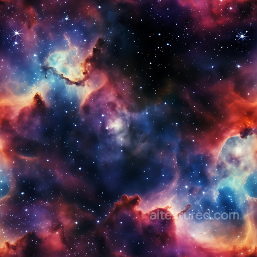 Space PBR Texture Featuring Rich Nebula Clouds and Starfield seamless Star, space, planets PBR texture