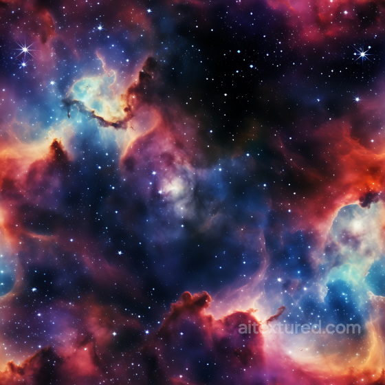 Space PBR Texture Featuring Rich Nebula Clouds and Starfield Star, space, planets texture preview