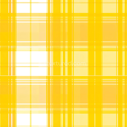 Seamless 3D PBR Texture of Bright Yellow and White Plaid Fabric Pattern