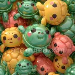 seamless Seamless 3D Inflated PBR Texture Featuring Colorful Cartoon Vinyl Toy Surface texture 8k free download PBR