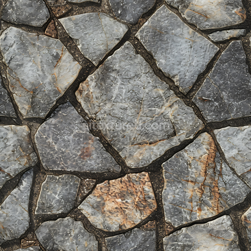 Seamless 3D PBR Texture of Natural Cracked Stone Pavement with Earthy Tones