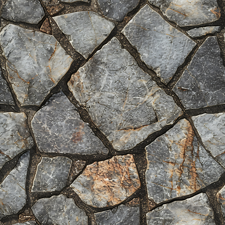 Natural Cracked Stone Pavement with Earthy Tones Asphalt seamless PBR texture preview